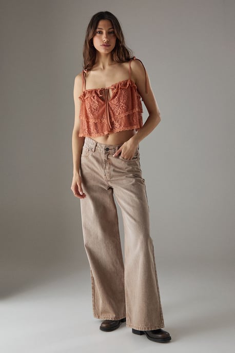 Bohemian Lace Strappy Cropped Cami Top - Image 1