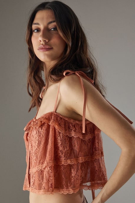 Bohemian Lace Strappy Cropped Cami Top - Image 3