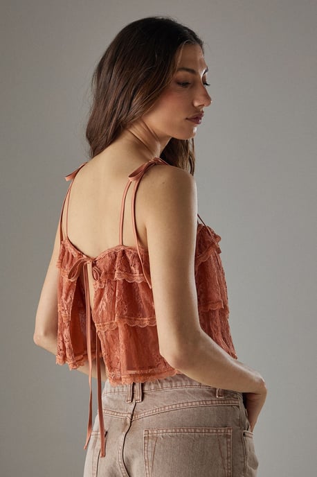 Bohemian Lace Strappy Cropped Cami Top - Image 4