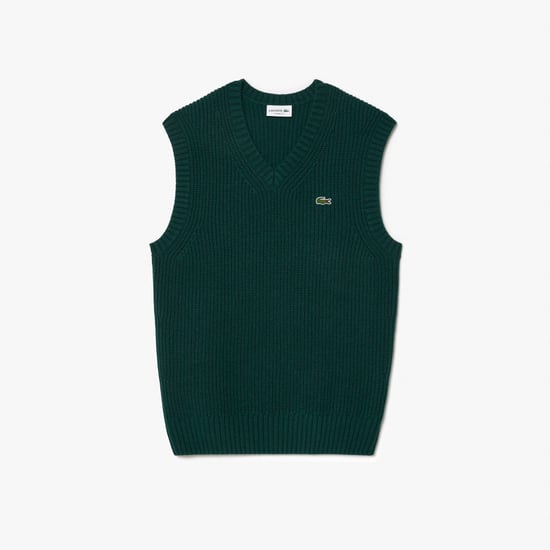 Men's Lacoste Carded Wool V-Neck Sweater Vest in Green - Image 3