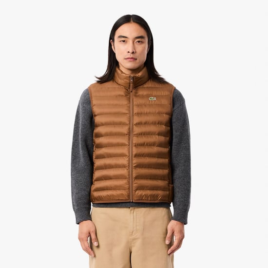 Men's Lacoste Water-Repellent Padded Gilet in Brown - Image 1