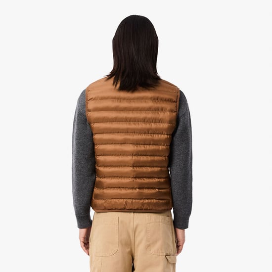 Men's Lacoste Water-Repellent Padded Gilet in Brown - Image 2