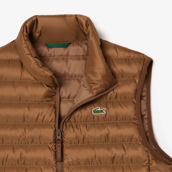 Men's Lacoste Water-Repellent Padded Gilet in Brown - Image 5