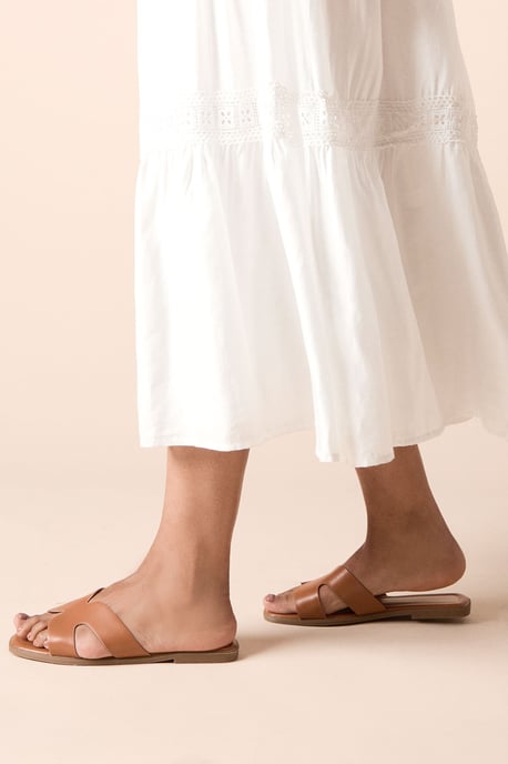 Carlotta Faux Leather Comfort Flat Sliders - Image 2