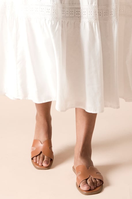 Carlotta Faux Leather Comfort Flat Sliders - Image 3