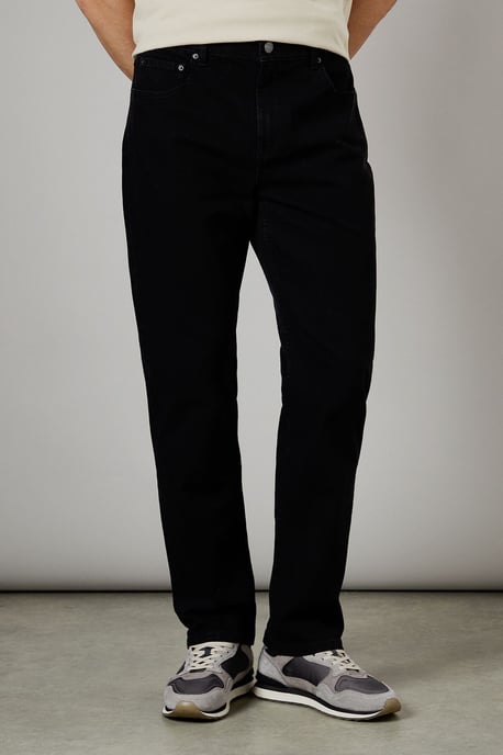 Black Stretch Straight Fit Jeans - Image 2