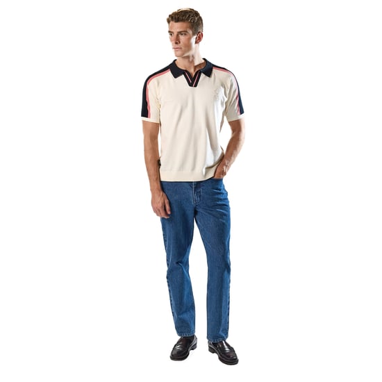 Umbro Mens Palet Percival Knitted Stripes Football Polo Shirt (White) - Image 3