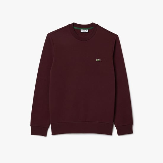 Men's Lacoste Fleece Crewneck Sweatshirt in red maroon - Image 4