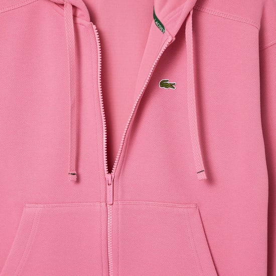 Women's Lacoste Zip-Up Piqué Hoodie in Pink - Image 5