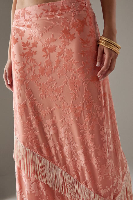 Devore Fringe Detail Midi Skirt - Image 4