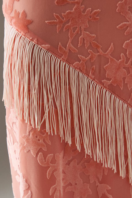 Devore Fringe Detail Midi Skirt - Image 5