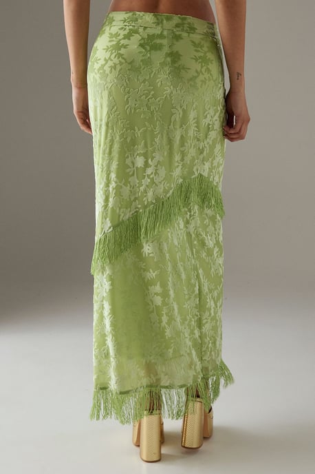 Devore Fringe Detail Midi Skirt - Image 3
