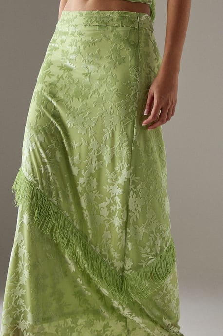 Devore Fringe Detail Midi Skirt - Image 4
