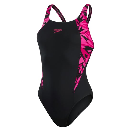 Speedo Dames/dames Hyperboom Splice Eco Endurance+ One Piece Swimsuit (Zwart/roze) - Image 1