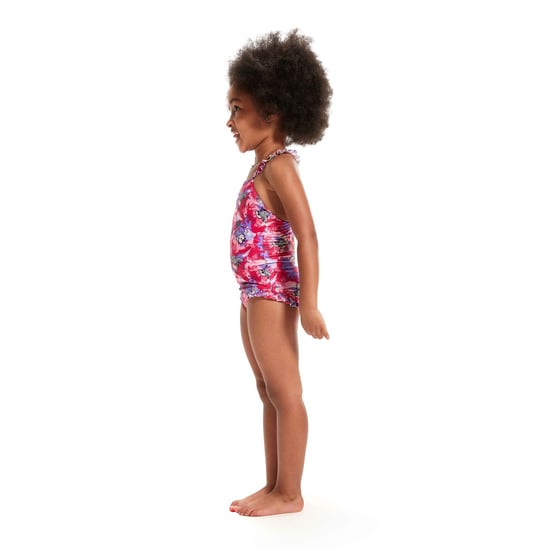 Speedo Een eendelig babypakje met dunne bandjes en franje, bedrukt om te leren zwemmen (Roze/paars) - Image 3