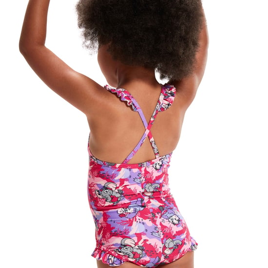 Speedo Een eendelig babypakje met dunne bandjes en franje, bedrukt om te leren zwemmen (Roze/paars) - Image 4