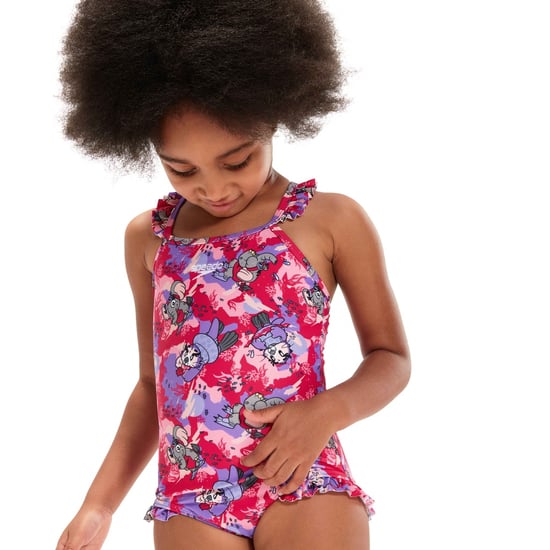 Speedo Een eendelig babypakje met dunne bandjes en franje, bedrukt om te leren zwemmen (Roze/paars) - Image 5