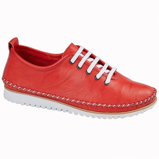 L988D 5-Eye Lace Womens Leather Shoes Red - Image 1