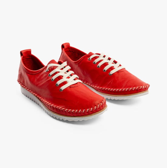 L988D 5-Eye Lace Womens Leather Shoes Red - Image 2