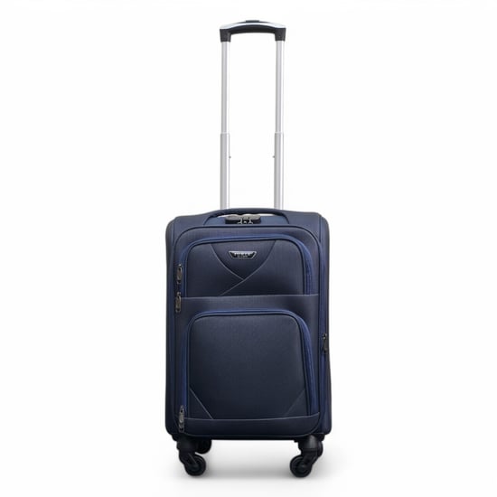 Zachte, lichtgewicht marineblauwe nylon reiskoffer met 4 wielen, vakantiekofferset - Image 5