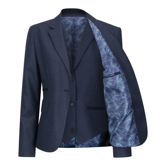 Women's Navy Three-Piece Tailored Fit Suit in Prince of Wales Check - Image 3