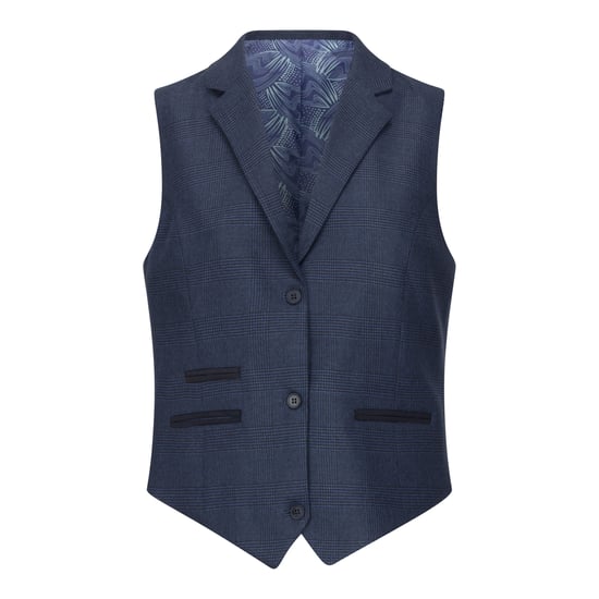 Women's Navy Three-Piece Tailored Fit Suit in Prince of Wales Check - Image 4