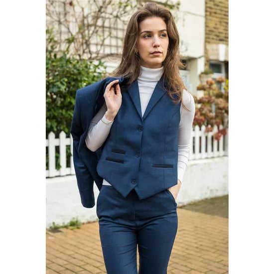 Women's Navy Three-Piece Tailored Fit Suit in Prince of Wales Check - Image 6