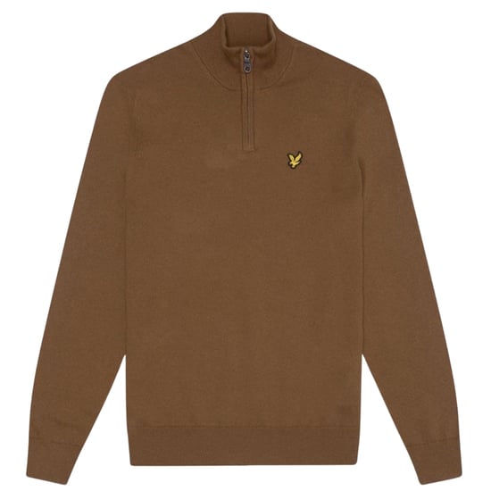 Lyle & Scott Plain Branded Cotton Merino Quarter Zip Wild Nettle Jumper - Image 1
