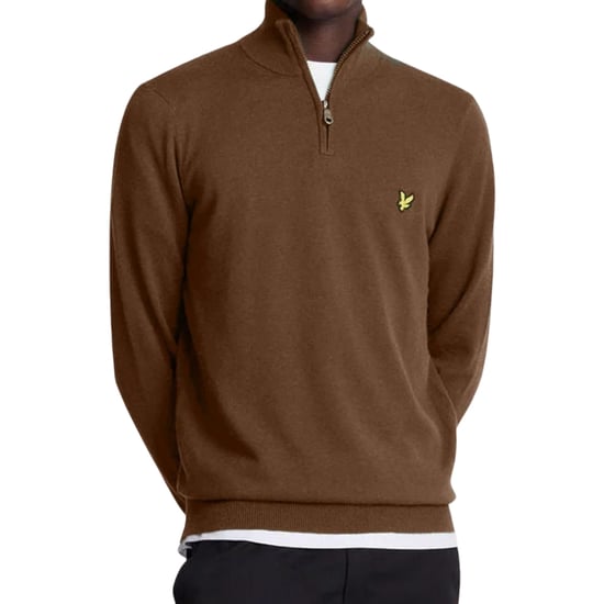 Lyle & Scott Plain Branded Cotton Merino Quarter Zip Wild Nettle Jumper - Image 3