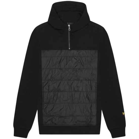 Lyle & Scott Hybrid Panelled Interlock Jet Black Hoodie - Image 1