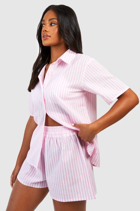Cotton Pinstripe Pyjama Short - Image 1