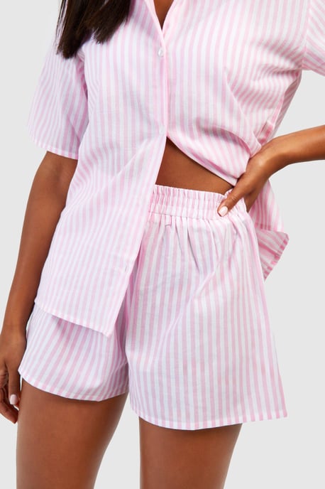 Cotton Pinstripe Pyjama Short - Image 4