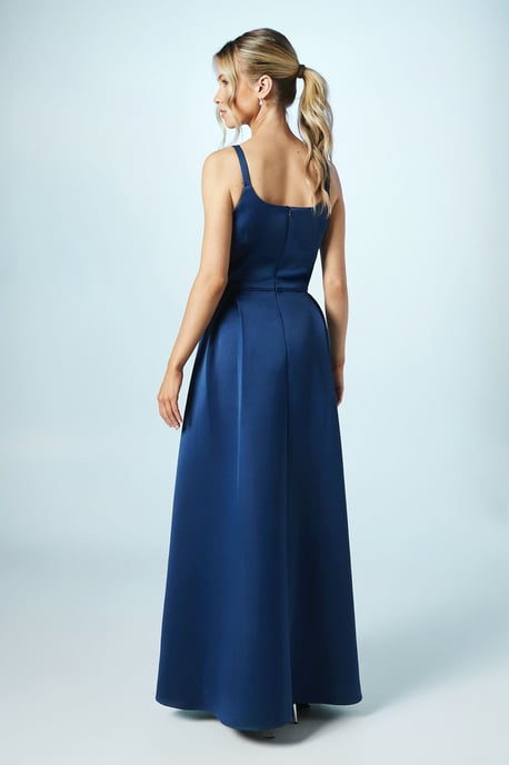 Teen Structured Satin Full Skirted Bridesmaids Dress - Image 4