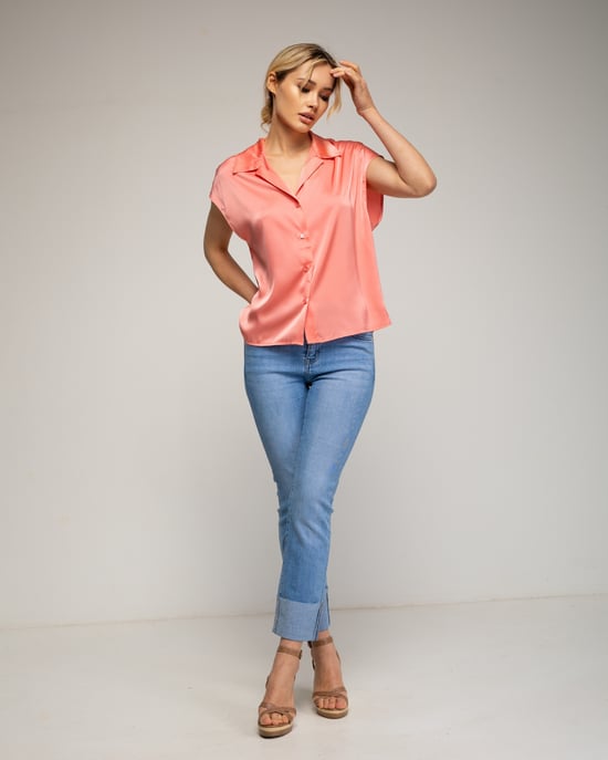 Blouse met V-hals en revers - Image 4