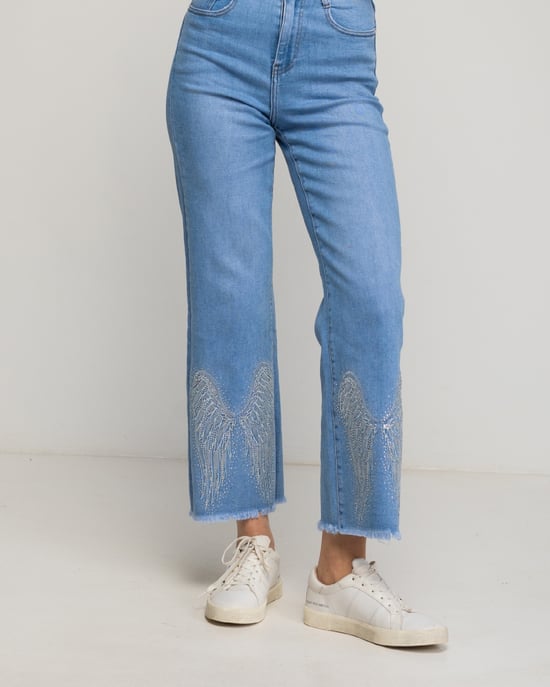 Jeans med hög midja och pärlor - Image 4