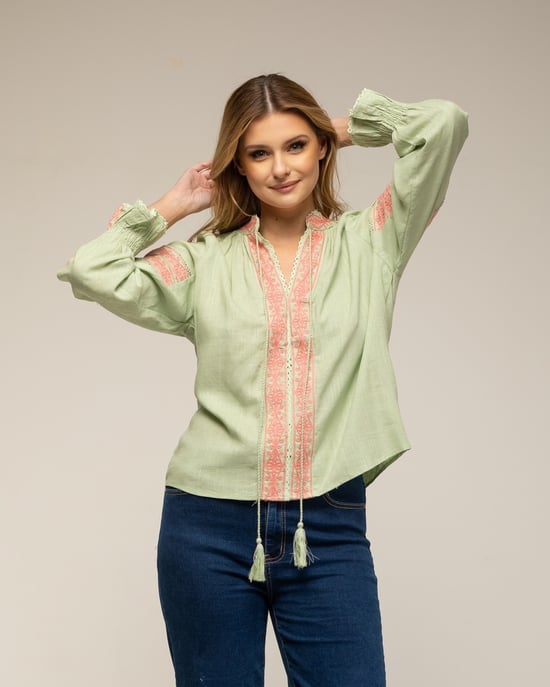 Top met zoomdetails en manchetten met ruches - Image 1