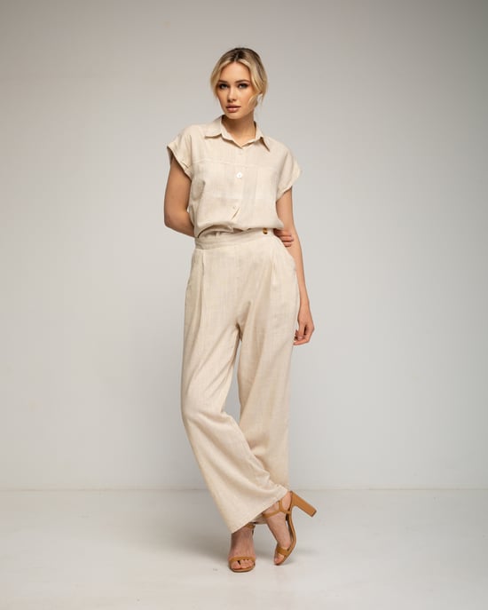 Rechte broek met gerimpelde tailleband - Image 4