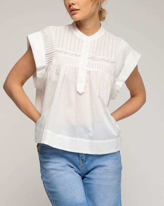 Oversized mouwloze top met plooien - Image 3