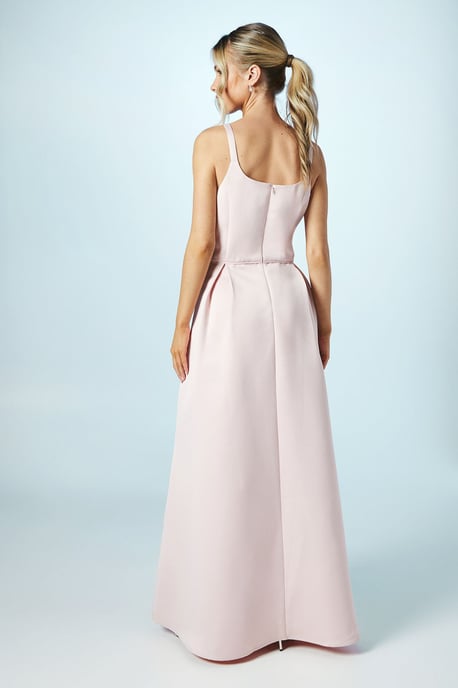 Teen Structured Satin Full Skirted Bridesmaids Dress - Image 4