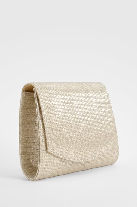 Gold Glitter Envelope Clutch Bag - Image 3