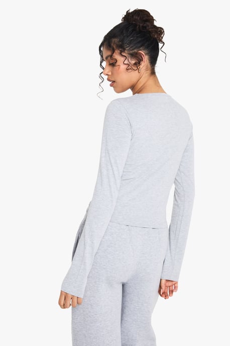 Contrast Piping Detail Long Sleeve Top - Image 2