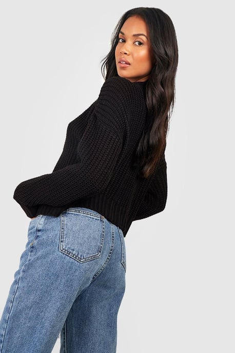 Chunky Knit Cropped Cardigan - Image 2