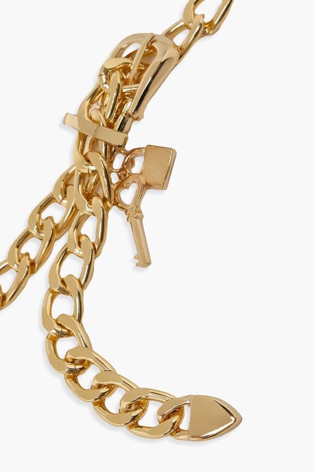 Chunky Gold Chain Buckle Belt With Key - Image 3