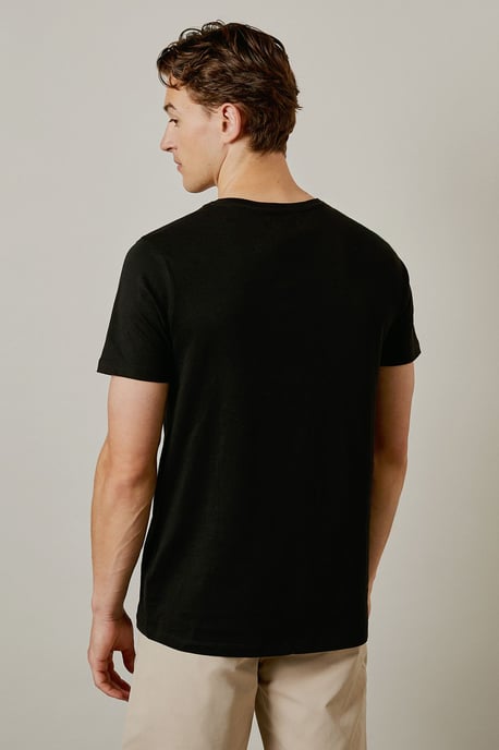 Black Plain V Neck T-shirt - Image 3