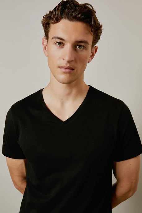 Black Plain V Neck T-shirt - Image 4