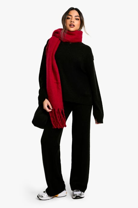 Soft Knit V Neck Jumper and Wide Leg Knitted Co-Ord - Image 3
