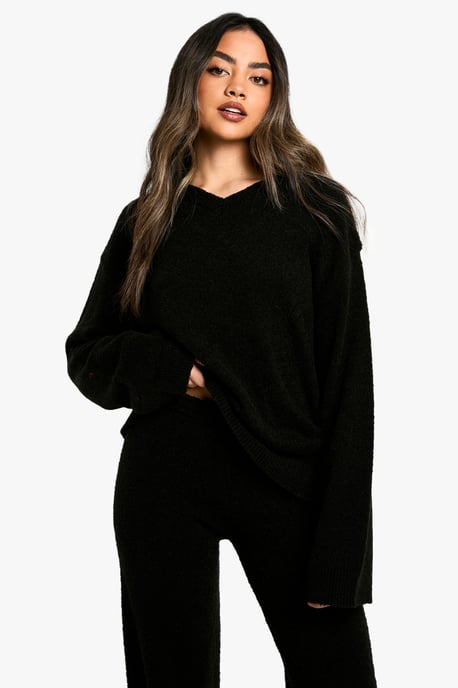 Soft Knit V Neck Jumper and Wide Leg Knitted Co-Ord - Image 4