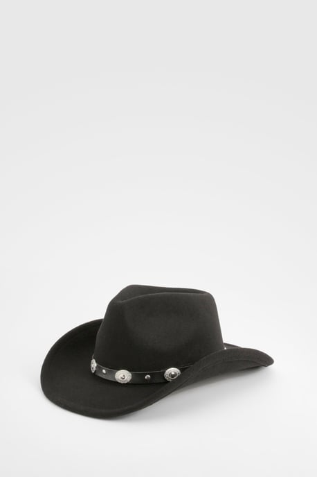 Studded Felt Detail Western Cowboy Hat - Image 2