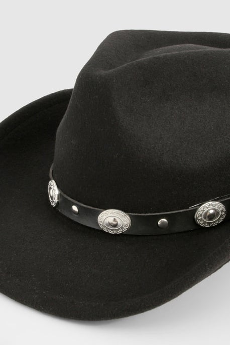 Studded Felt Detail Western Cowboy Hat - Image 3