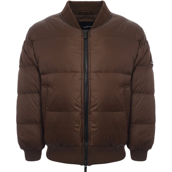 Good For Nothing Men's Matte Brown Combat Puffer Bomber Jacket - Image 1